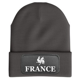 Purple Print House France Patch Beanie Hat Men Women French Rooster Supporters Rugby, One Size, Black
