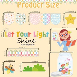 Christian Bulletin Board Sets, Religious Let Your Light Shine Bulletin Board Sets, Back to School Christian Decor for Sunday School or Homeschool Classroom