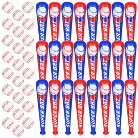 durony 24 Sets Inflatable Baseball Bats and Mini Foam Baseball Sports Stress Ball Sports Party Favors for Baseball Party Supplies Sports Theme Toy