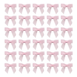 7Rainbows 50pcs Boutique 1.5" Pink Satin Ribbon Mini Bows for Craft Sewing Scrapbooking Wedding and Gift Wrapping