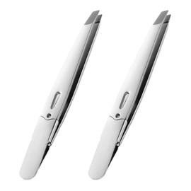 2 Pieces Oblique Eyebrow Tweezers, Stainless Steel Tweezers, Beauty Tools, Eyebrow Plucking Tweezers, Clamping Tools