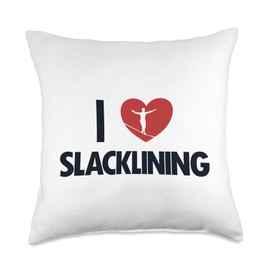 Slackline Kit Indoor Highline Gifts for Beginners I Love Trainer Monkey Slackline Throw Pillow, 18x18, Multicolor