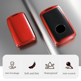 Kimity for MZD Key Fob Cover, Stylish Soft TPU Key Case for MZD CX-5 CX-9 CX-30 CX-50 MZD 3 6 Hatchback (4 buttons) Smart Key Fob Shell Series Keyless Entry Smart Car (Red, B)