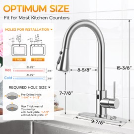 Onader Touchless Kitchen Faucet with Soap Dispenser Brushed Nickel Faucet for Kitchen Sink with Pull Down Sprayer Stainless Steel Farmhouse RV Sink Faucet