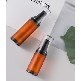 Upstore 3Pcs 30ml 1oz Empty Brown Frosted Plastic Airless Pump Bottles Travel Friendly Vacuum Press Dispensers with Black Pump Top for Lotion Essence Foundation Cosmetic Storage