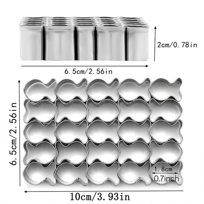 Goldfish Cracker Cutter, 25 Cavity Stainless Steel Cookie Cutter, Mini