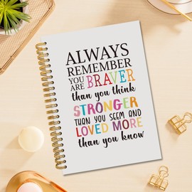 TWRVI Inspirational Spiral Notebook, Positive Quotes College Ruled Notebook Journal for School Office Supplies, Always Remember You are Braver Journaling Notebooks 5.5"x8.3" 164 Pages