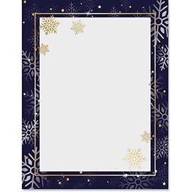PaperDirect Elegant Gold Silver Scattered Snowflakes Christmas Winter Theme Paper Stationery, Border Paper, Letterhead 8.5 x 11, 25 sheets, Elegant Premium Writing Paper, Decorative Printer Paper