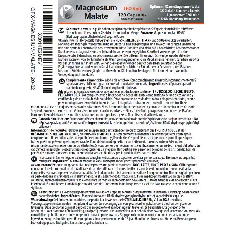 Magnesium Malate Capsules Not Tablets Bioavailable Mineral Supplement Easy to