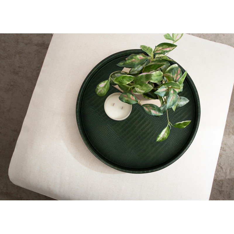 HofferRuffer Extra Large Round Serving Tray 20'', Elegant Oversized Faux
