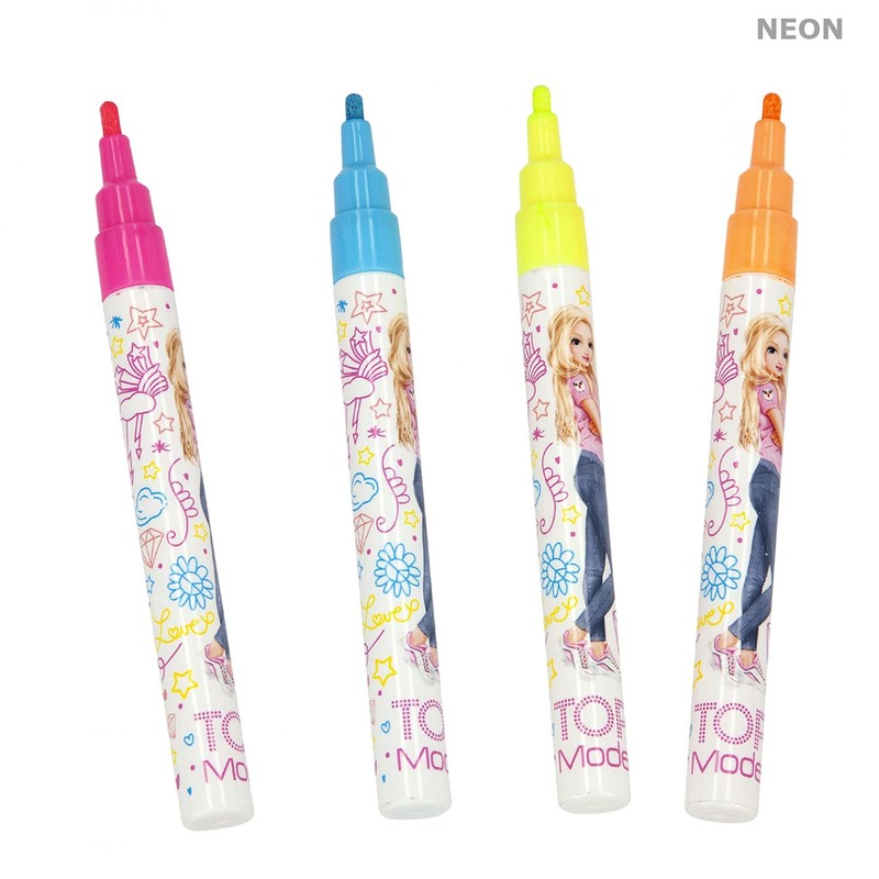 Depesche TOPModel 3555 Neon Decomarker, 4 Pens in Pink, Orange,