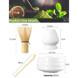 4 PCS Matcha Whisk Set, Matcha Ceremony Accessory, Traditional Tea Ceremony Making Tools for Matcha Tea, Perfect Matcha Tea Kit with Ceramics Matcha Bowl Matcha Whisk Holder Matcha Whisk Tea (Yellow)