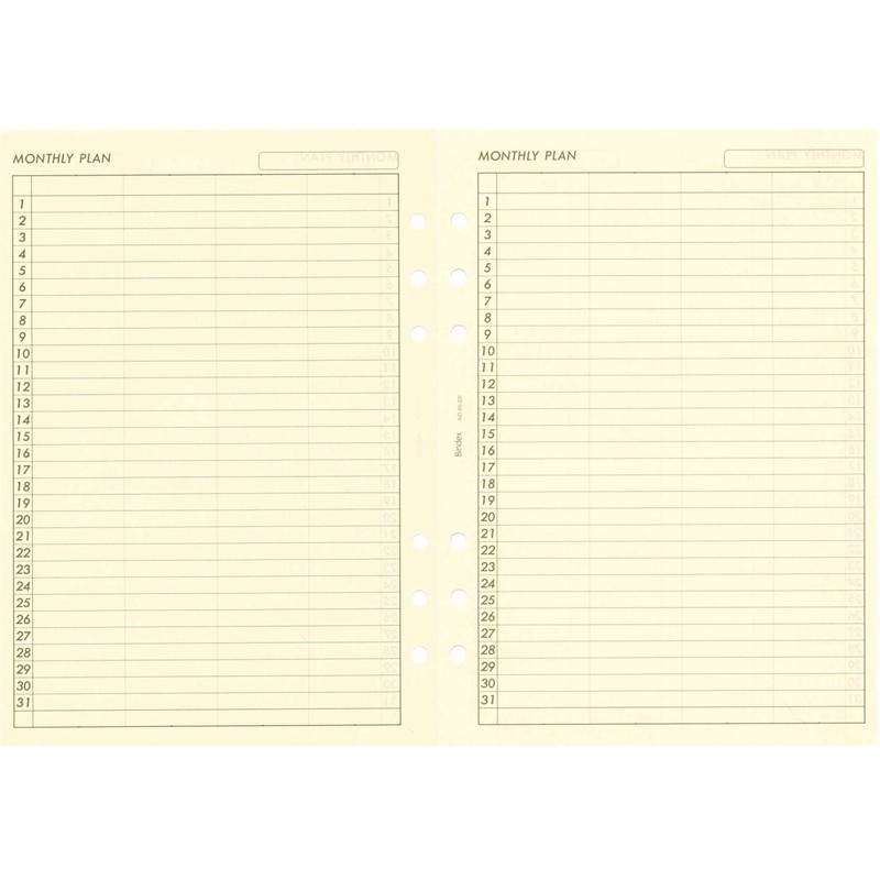 A5サイズ A5331 MONTHLY PLAN／月間フリーダイアリー システム手帳リフィル A53