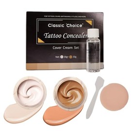 60ml Tattoo Cover Up, Waterproof Concealer Makeup Cream, Skin Concealer Set for Tattoos/Scars/Birthmarks/Dark Spots/White Spots, Suitable for Both Men and Women-2 Color