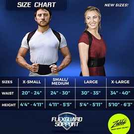 FlexGuard Back Support - Adjustable Back Brace - Posture Corrector Belt w/ Lumbar Support for Lower & Upper Back Pain - Spine Straightener for Men & Women (S/M)