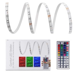 LED Universum 5 Metre Comfort LED Strip Set RGB with Power Supply, Controller & 44-Button Infrared Remote Control, 30 LED/m, IP65, 12 V, 5050 SMD, 7.2 W/m, for Living Room, Bedroom, Balcony, Patio