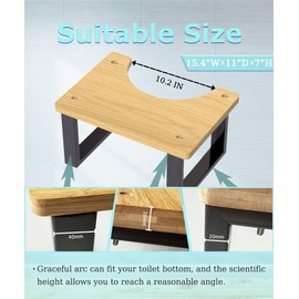 REGIS Bamboo Toilet Stool for Adults, 7" Poop Stool, Bathroom Toilet Potty Stool with Non-Slip Mat for Adults Children (Black and Gray, 7")