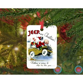 Unbranded Jeepers Christmas 1940s WW2 Era Santa Army Jeep Christmas Tree Ornament w Ribbon