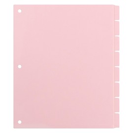 Framendino, Pink 3 Ring Binder Dividers with 8 Tabs, Plastic Tab Insertable Notebook Planner for Binders