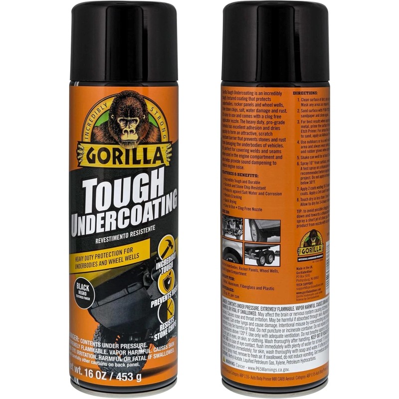 Gorilla 2 Pack Gorilla Tough Undercoating Aerosol Black Spray Durable
