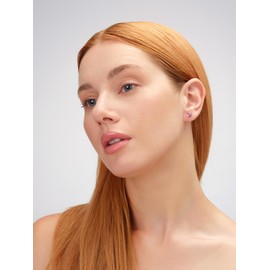 NINA Medikal Cube Stud Earrings Stainless Steel Hypoallergenic with Crystals (Rose)