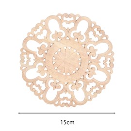 MUXSAM Craft Wood Carved Onlays Appliques, 2PCS Unpainted Oak Wood Round Carvings Center Decals for Closet Door Cabinet Drawer Wall Ceilling Dresser Wardrobe Furniture DIY Decor 15cm/6 inch