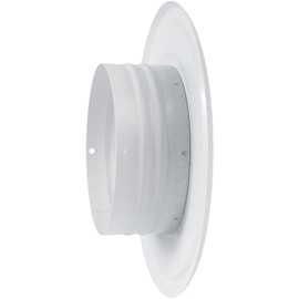 Metal 4” inch Wall Mount Flange, White, Exhaust/Inlet Connector for Flexible or Straight Pipe. Steel Duct Connector Size 4.25”