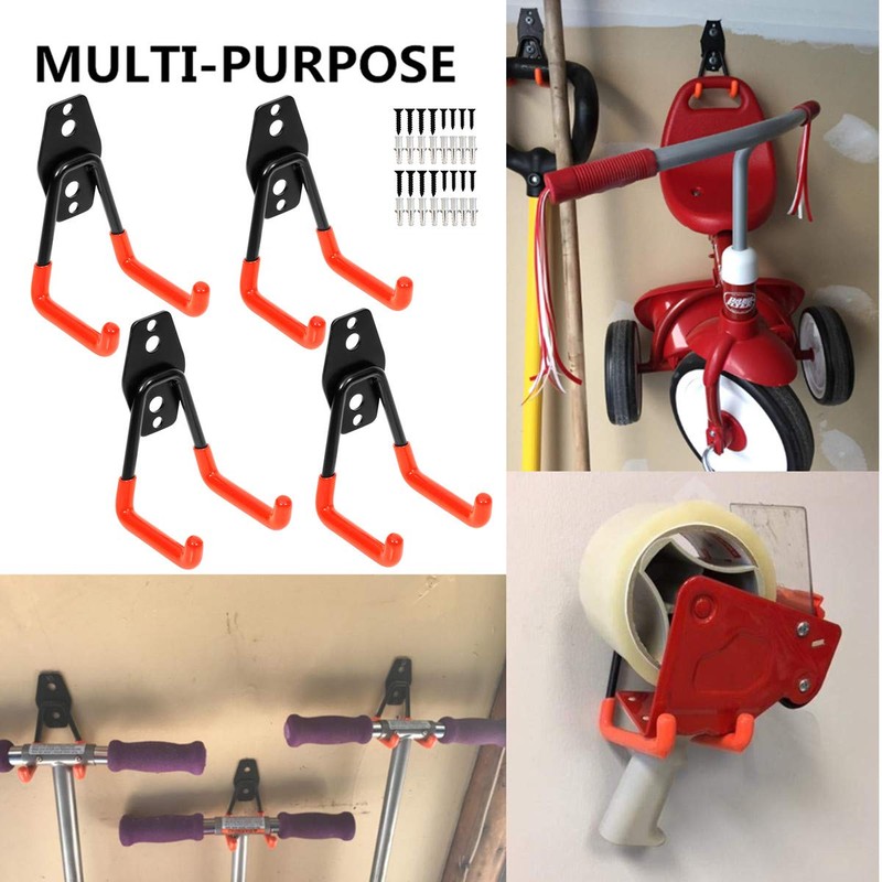 PiPaFox Garage Storage Double Hooks, Metal Wall Hooks Garage Storage