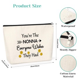 Grandma Gift for Women Best Nonna Ever Makeup Bag Retirement Gifts for Grandmother from Granddaughter Cosmetic Pouch Birthday Christmas Mother's Day Presents for Nana Gigi Mimi Zipper Makeup Bag