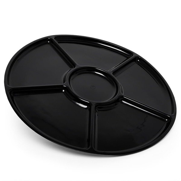 Compartmented Deli Trays (Lids Sold Separately), 16" Black 6 Compartment,