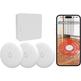 WiFi Water Sensor Alarm Water Leak Detector Sensor 4-Pack Wireless Zigbee Water Leak Detector & Hub Mini Flood Detector for 110db Buzzer Smart Home Automation for Kitchen Bathroom Basement