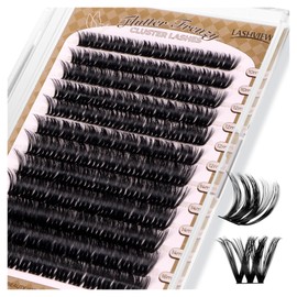 LASHVIEW Cluster Lashes 144Pcs D Curl Lash Clusters Natural Fluffy and Wispy Lashes Individual Cluster Super Thin Band Individual Eyelashes Soft and Comfortable for All Day (B24)