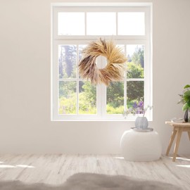 Natural Pampas Grass Wreath， 23 inch Fall Wreath，Pampas Grass Decor，Boho Wreath，Suitable for Boho Wall Decor