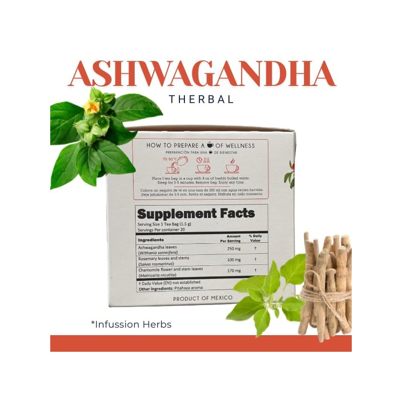 Therbal Ashwagandha Herbal Tea Blend – 20 Tea Bags –
