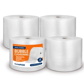Campior Small Bubble Cushioning Wrap for Moving and Shipping - 175 Ft Bubble Packing Wrap for Packaging Boxes and Mailers, Clear Bubble Roll Moving Supplies, Perforated Every 12 inches, Pack of 4
