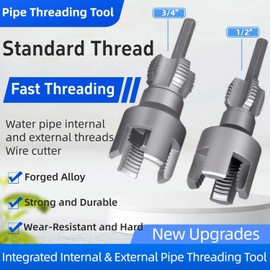 New Upgrades Integrated Internal & External Pipe Threading Tool, Pipe Thread Cutting Tool, 1/2'' and 3/4'' Water Pipe Internal and External Integrated Threader for Electric Drill (1/2")
