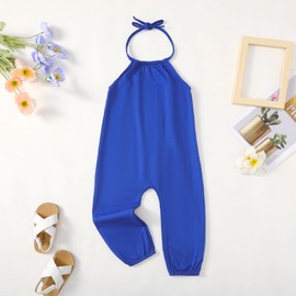 CVXV 2025 Newborn Kids Girl Sleeveless Romper Jumpsuit Bib Overalls for Toddler,Royal Blue,6 Years