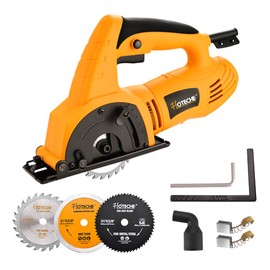 Hoteche 3-3/8-Inch Mini Circular Saw 5A Multifunctional Portable Saw with 3pcs Blades for Metal, Wood and Tile Cutting