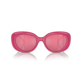 COACH Women's HC8391U Sculpted C Hardware Universal Fit Oval Sunglasses, Milky Magenta/Pink Mirrored, 53 mm