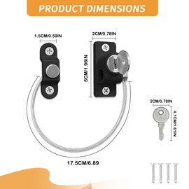 YTOOK Window Locks Set for UPVC Windows, 2Pcs Child Safety Window Restrictor Locks with Screws Keys, Limiting Opened Distance and Ventilation Perfect for Freezer Door Cabinets Windows (Black)
