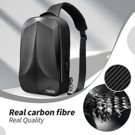 T-carbon Carbon Fiber Hard Shell Shoulder Bag for Men&Women - Anti-Theft Crossbody Bag with USB and Reset Lock, Sling Backpack for Traveling, Sporting, Cycling, Daily