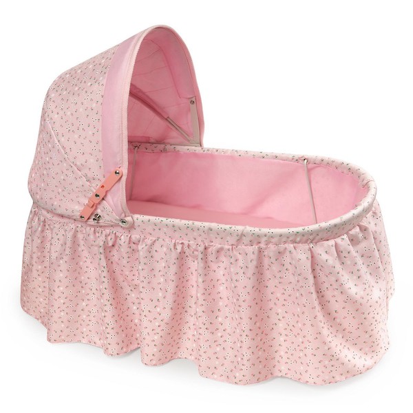 Badger Basket Foldable Toy Doll Rocking Bed with Hood for 22 inch Dolls - Pink/Rosebud