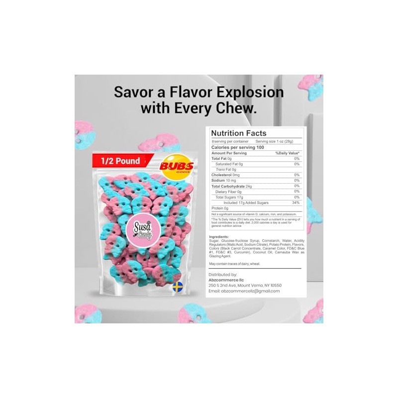 BUBS Sour Dizzy Skulls – Bubblegum Flavor, 1/2 Pound Soft