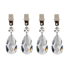 yueton Pack of 4 Metal Clip Crystal Glass Teardrop Pendant Tablecloth Weights
