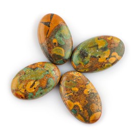 CRYSTALINES (4pcs) Wholesale Natural Fruit Jasper Gemstones, Real Crystals Cabochon, Polished Stones Supplies, DIY Jewelry Making, Chakra & Healing Crystals, Gem Collection (Approx.30 to 35MM)