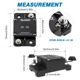 GLOSO Circuit Breaker E97 Auto Reset 25A Surfacce Mount Waterproof IP67 Marine Automotive Truck Hi-Amp (25A)