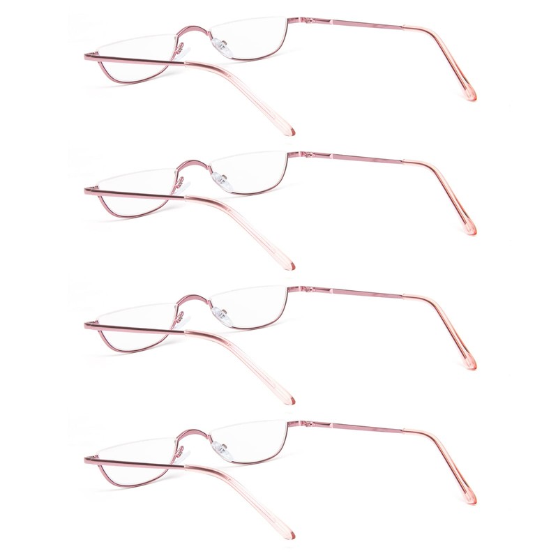 KoKoBin Half Reading Glasses,4 Pack Half Rim Metal Frame Glasses