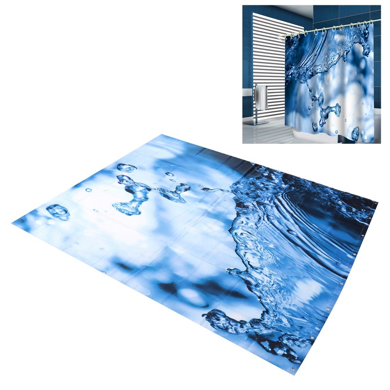 Shower Curtain Set Waterproof Hanging Bath Curtain with Rings Bathroom