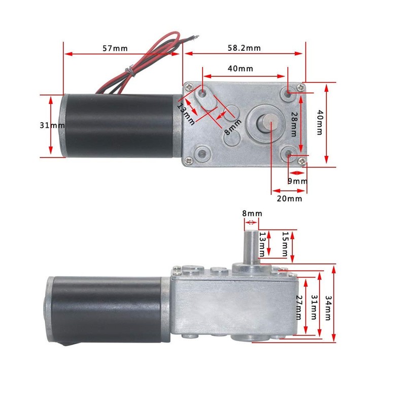 DollaTek 31ZY DC 24V 80RPM Turbo Gear Motor DC Reducer