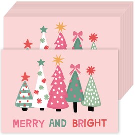 JarThenaAMCS 50Pcs Christmas Paper Placemats Pink Xmas Tree Disposable Table Place Mats for Holiday Home Dinner Table Setting